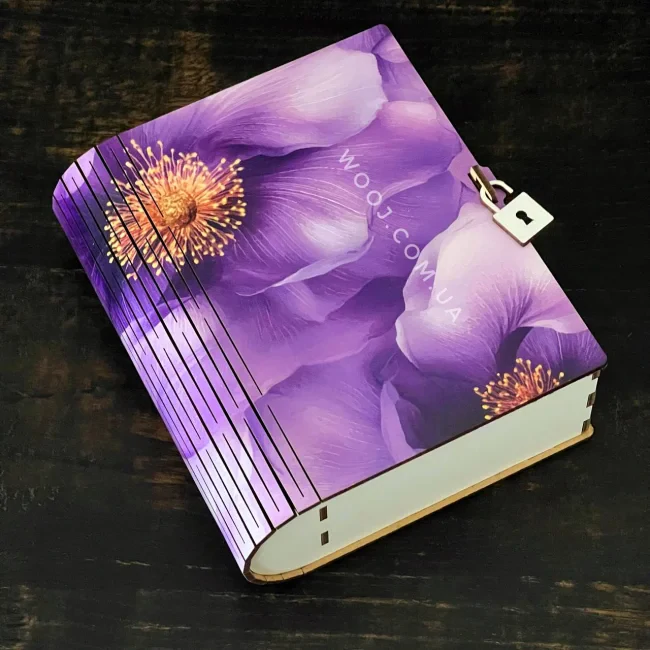 Бокс у формі книжки, з квітковим принтом №5, білий 16х14х6см
