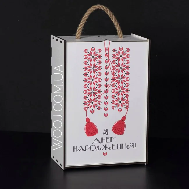 Бокс-пенал "Вишиванка" на 2 відділення, білий 33×22×12 см