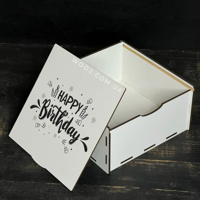 Пенал білий з дизайном "Happy birthday", 25х25х9 см-1