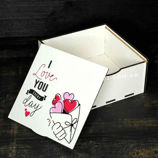 Пенал білий з дизайном "I love you every day", 20х20х8 см-0