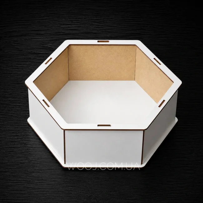 Бокс шестикутний "Щиро вітаю зі святом!" білий  25х22х8 см-0